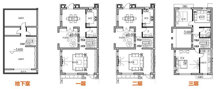 中弘由山由谷二期联排别墅2户型 2室3厅3卫2厨