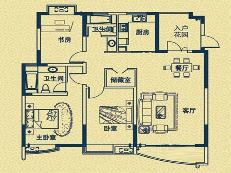 怡新花园b-5户型3室2厅2卫1厨 125.00㎡